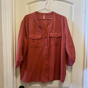 Elegant Rust Button-Down Shirt